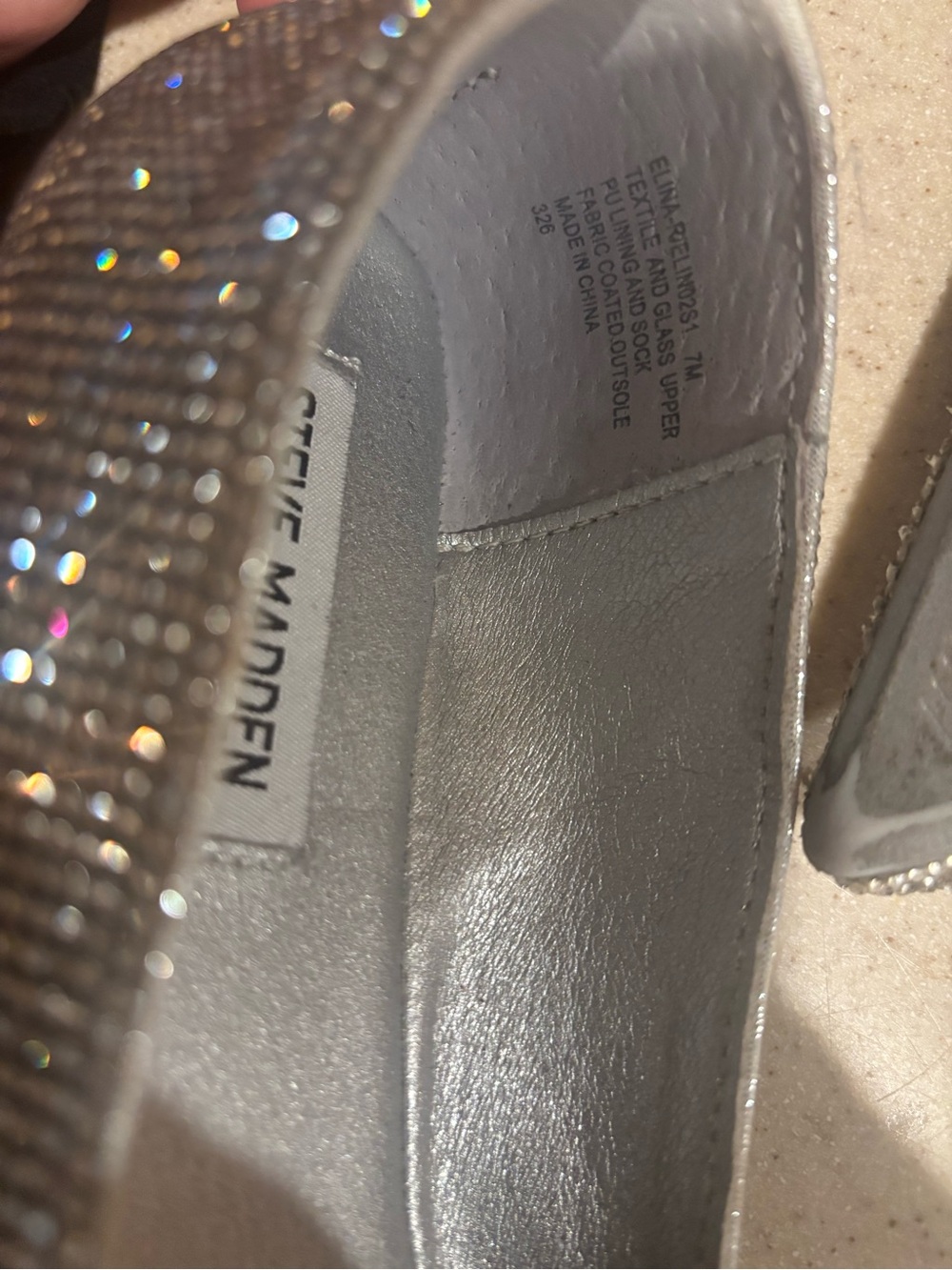 Steve Madden Silver Crystal Bow Pointed Flats with Rhinestone Detail - Picture 3 of 5